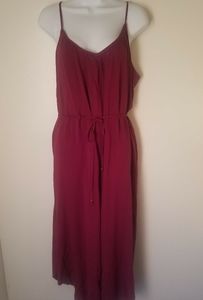 Xhilaration Burgundy jumpsuit with tie wai…